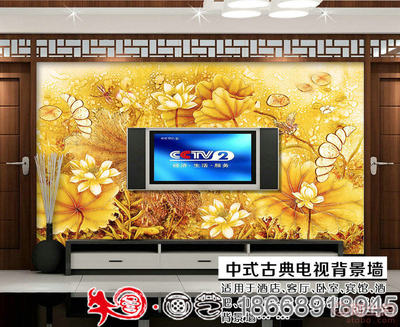 打造诗意家居 牛图壁画高清3D立体荷塘月色壁纸，客厅电视背景墙的理想选择